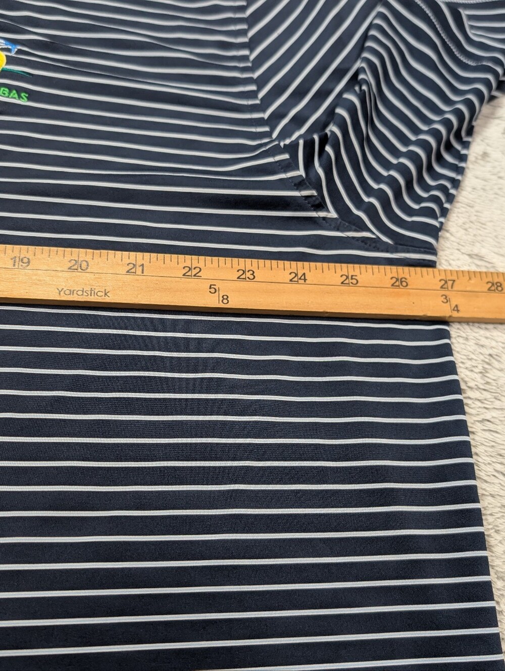 Peter Millar Shirt Mens XXL Blue Navy Stripe Sport Performance Jersey Polo Logo - Picture 4 of 8